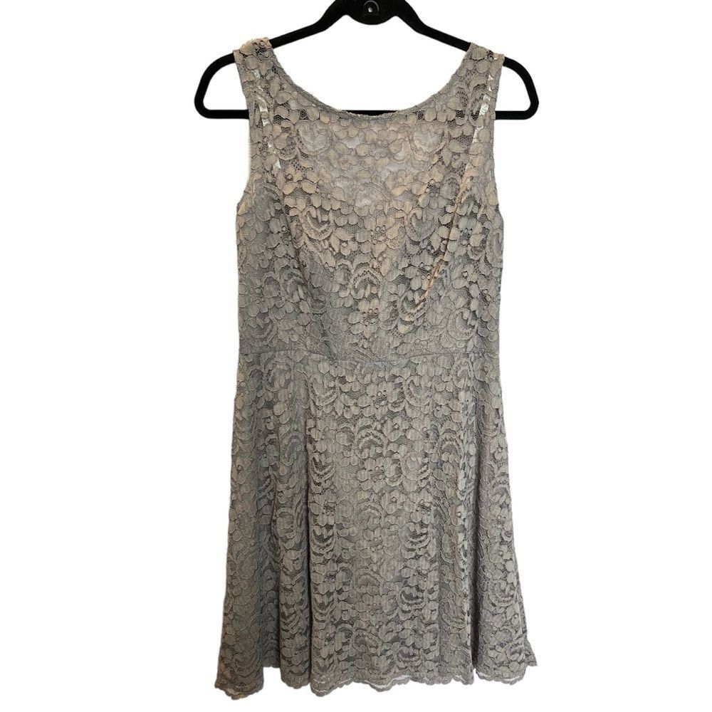 Beautiful David's Bridal Women's Sleeveless Lace A-line Dress Gray Size 12